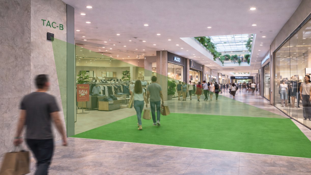 Compteur radar TAC-B détectant les passants devant l’entrée d’un magasin