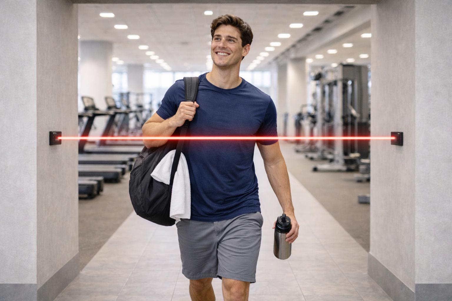 Compteurs bidirectionnels SensMax D3 installés dans une salle de sport.