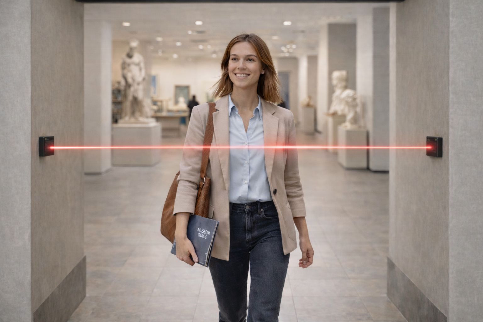 Capteur infrarouge bidirectionnel SensMax D3 installé à une porte