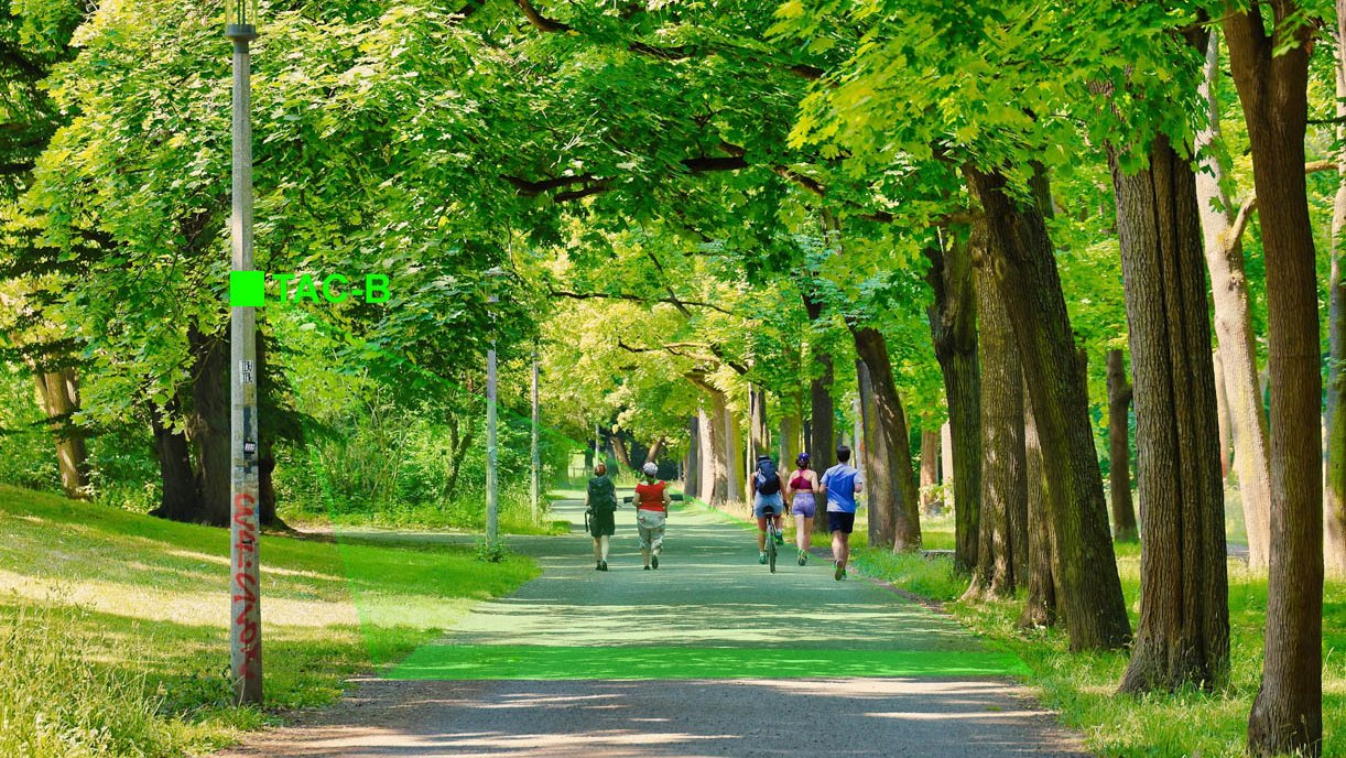 Capteur radar comptant les piétons et les cyclistes dans un parc public