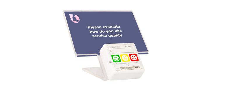 Exemples de terminaux de feedback sans fil installés à différents endroits
